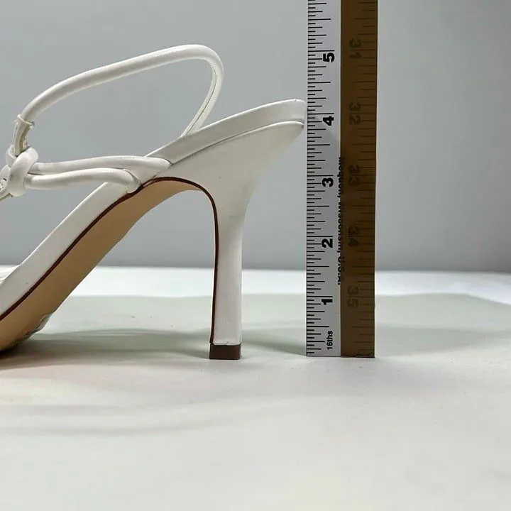 EUC Marc Fisher Dareta Faux Leather Square Toe Strappy Heels Womens 10‎ White - Image 8