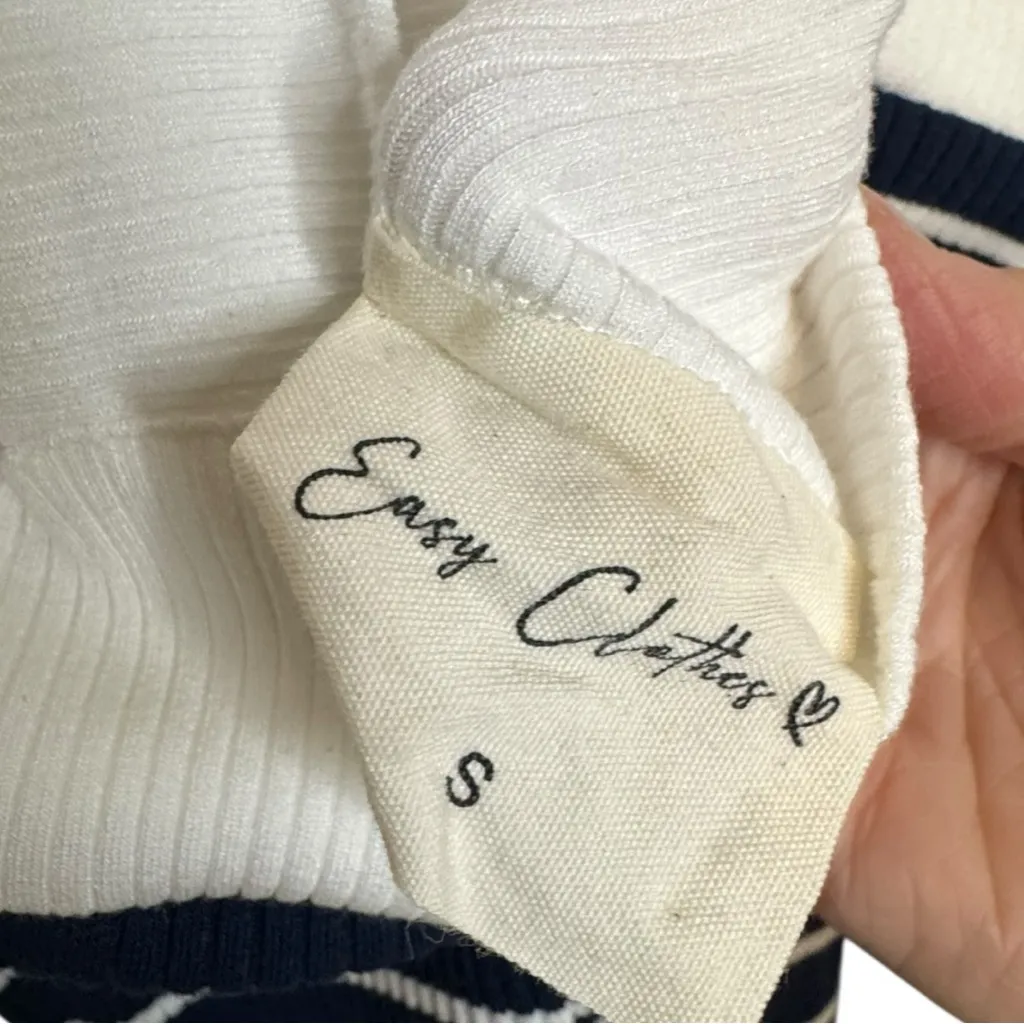 Easy Clothes Striped Navy and White Tank Top Size Small Blue - Image 2