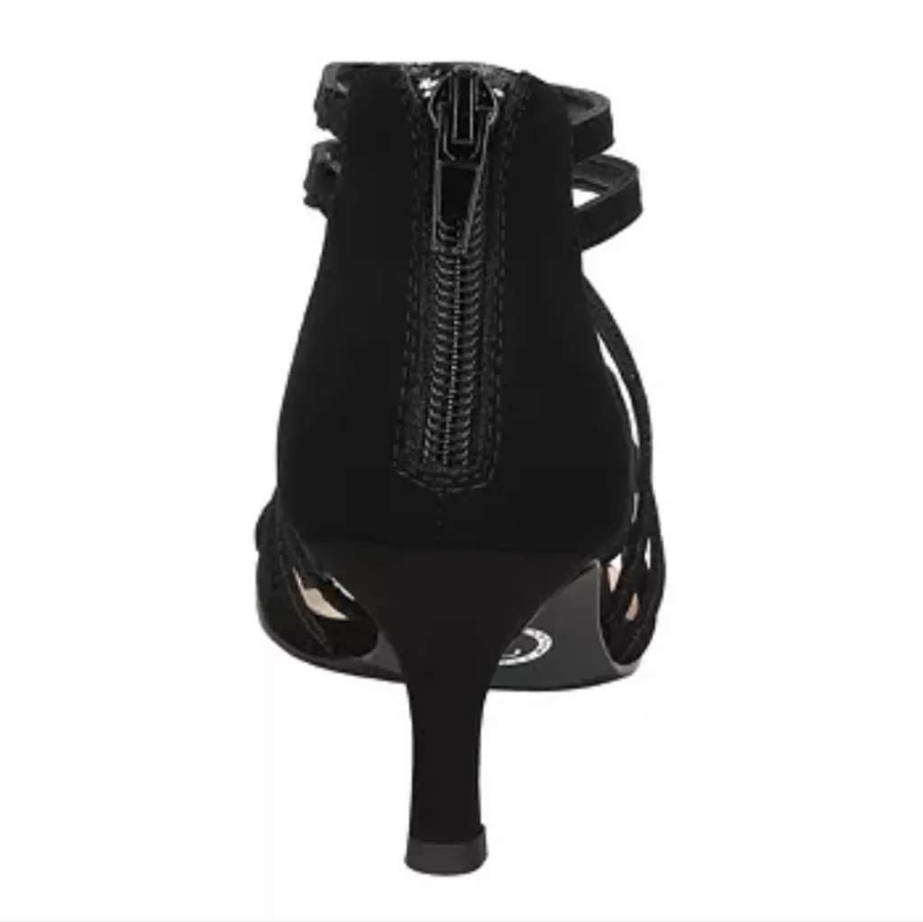 🆕 Bella Vita 11 Wide Width Black Strappy‎ Heels Rhinestone Karlette Shoes NEW - Image 4