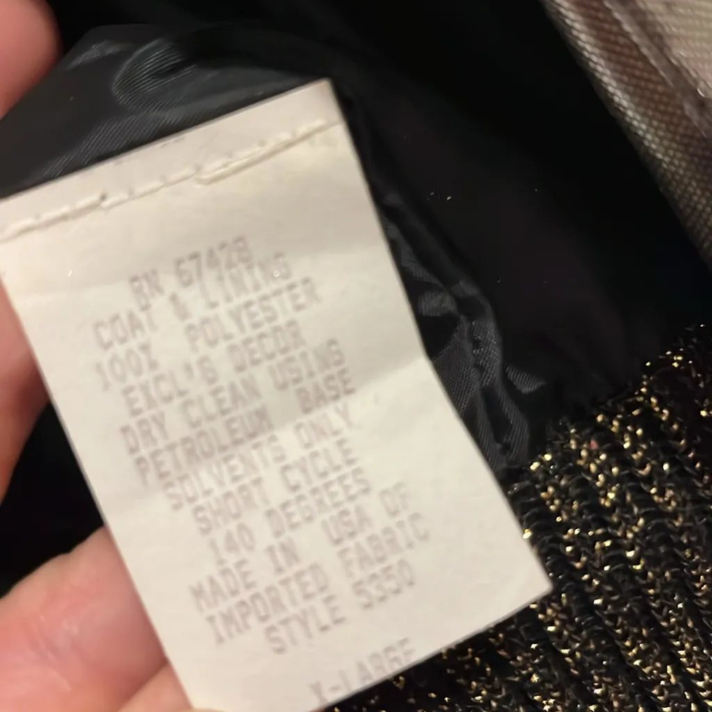 Vintage Metallic Silver Bomber Jacket with gold ribbon accents and shiny gold Size XL - Image 7