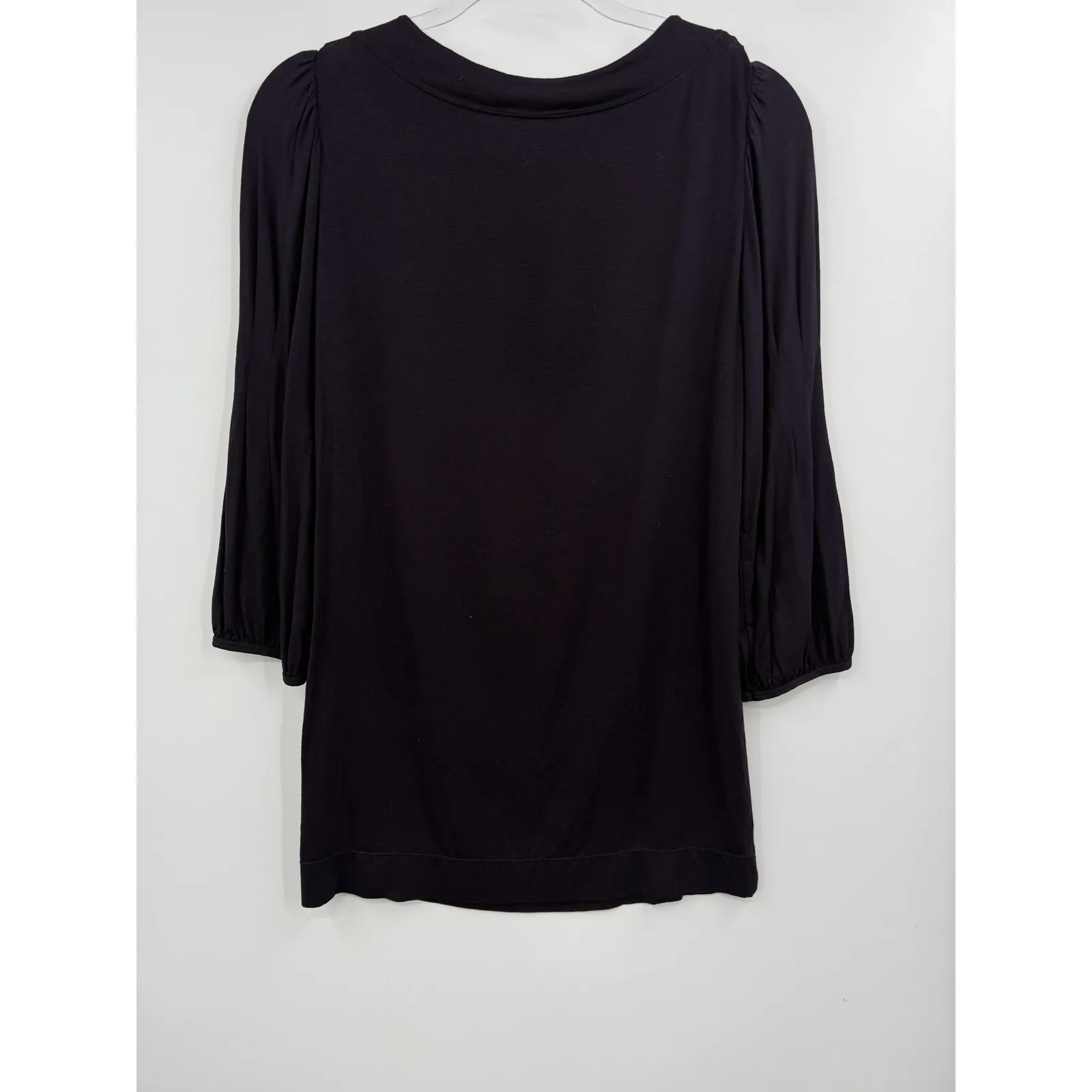 Theory Shirt Womens Medium Purple Scoop Neck 3/4 Sleeve Pleated Stretch Blouse - Image 5