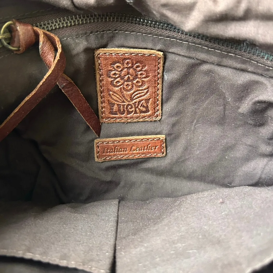 Vintage Y2K Lucky Brand Abbey Road Leather Fold Over Crossbody Bag Brown Boho0 - Image 15