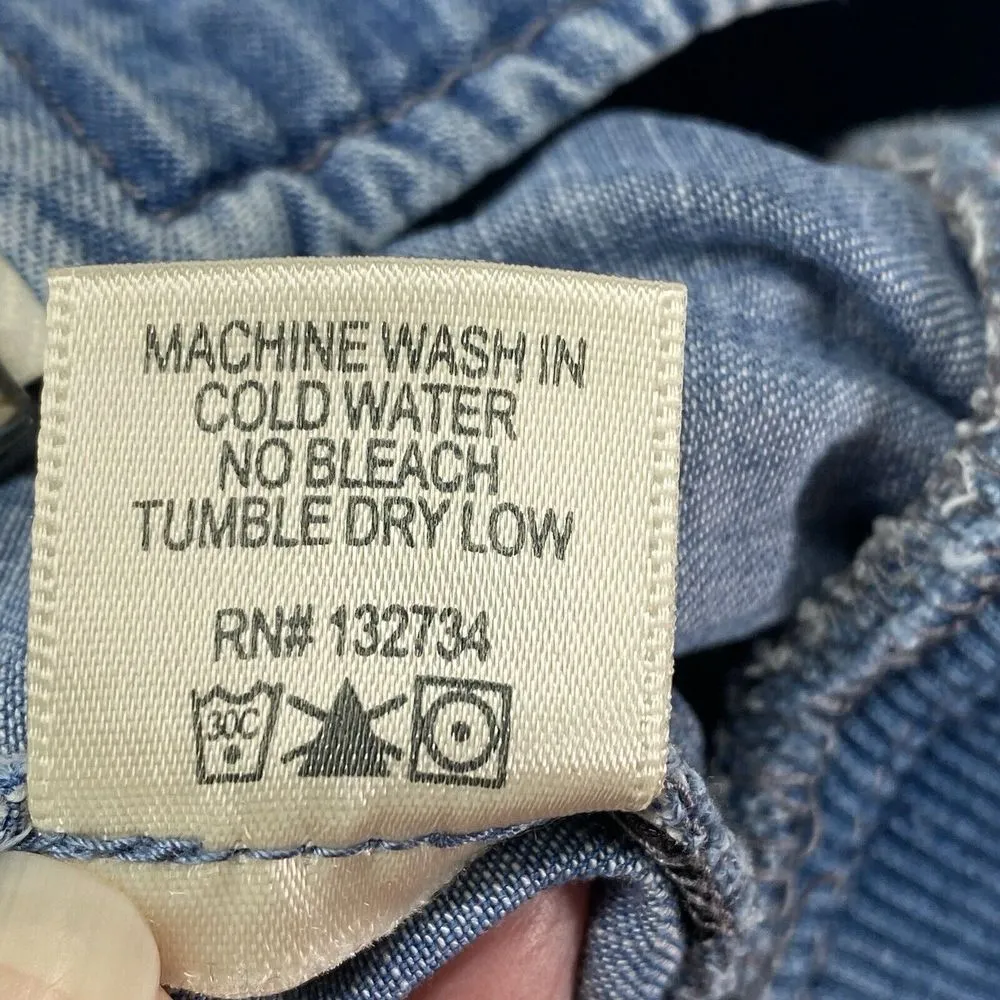 Cloth & Stone Bomber Jacket Womens XS Blue Tencel Denim‎ Jean Look Zip Up Casual - Image 7