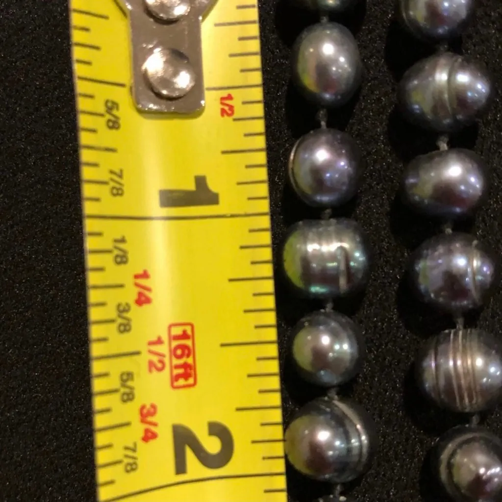 Vintage Peacock Pearls Necklace Endless Strand 99 inches Long Purple - Image 13