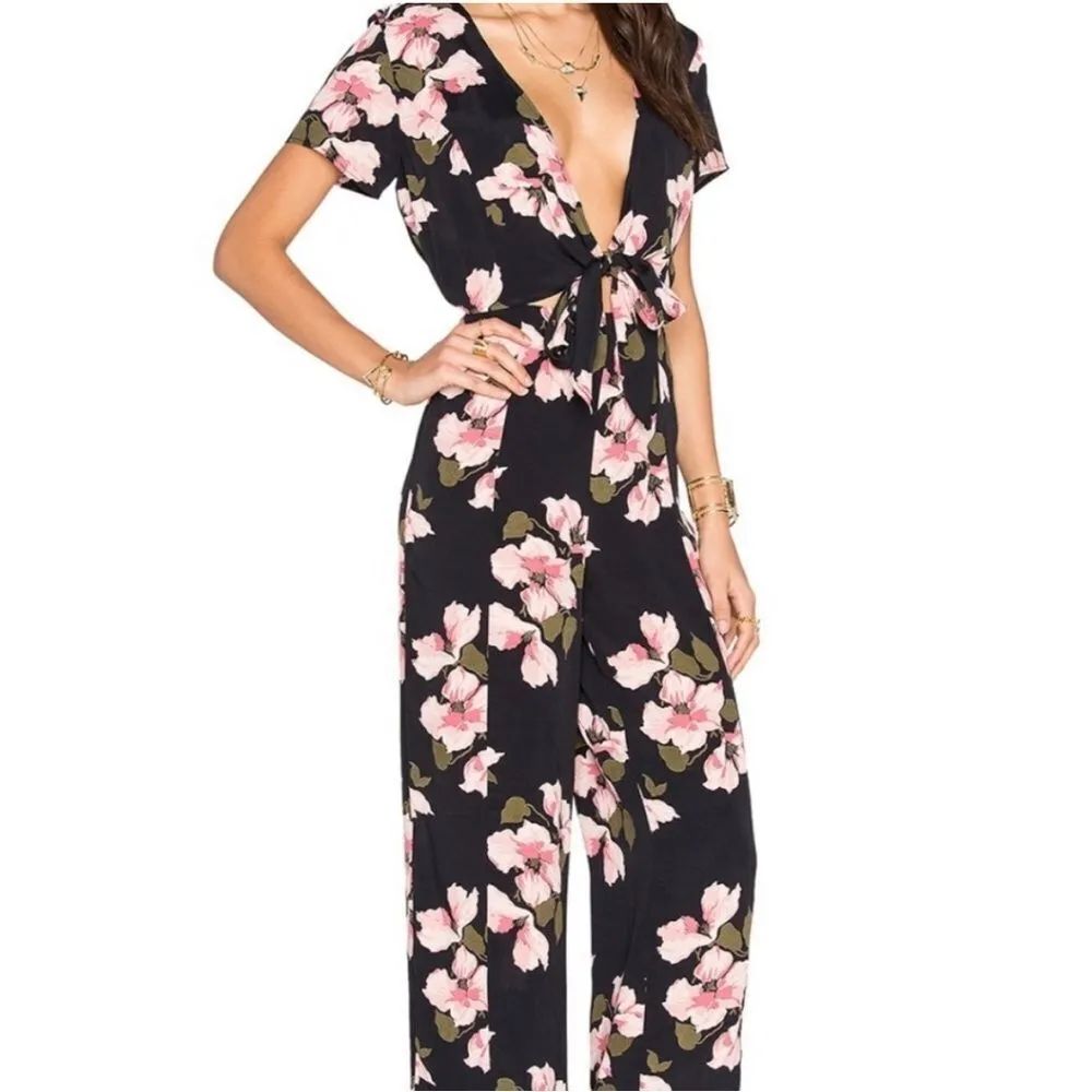 Privacy Please Kyan Jumpsuit in Belleville Floral Front Tie- Size XS - Image 3