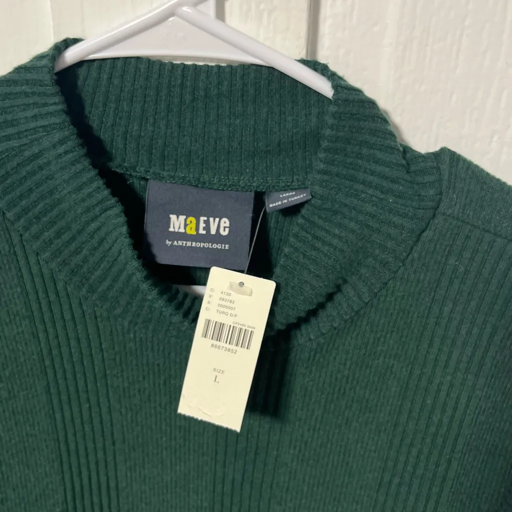 NWT Maeve Anthropologie Green Long Sleeve Sweater Dress size large - Image 5