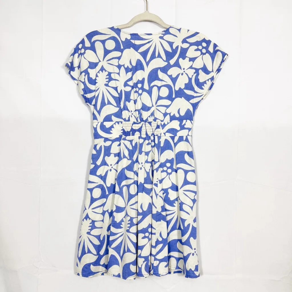 Marine Layer Camila Mini Dress Twilight Blue Flora Hemp Coastal Boho Resortwear - Image 5