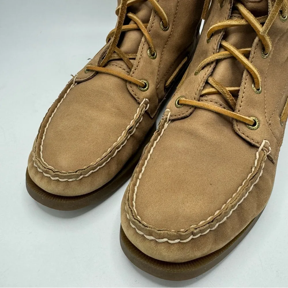 Sperry Top Sider Starpoint Lace Up Boots Size 8.5 Tan Leather - Image 5