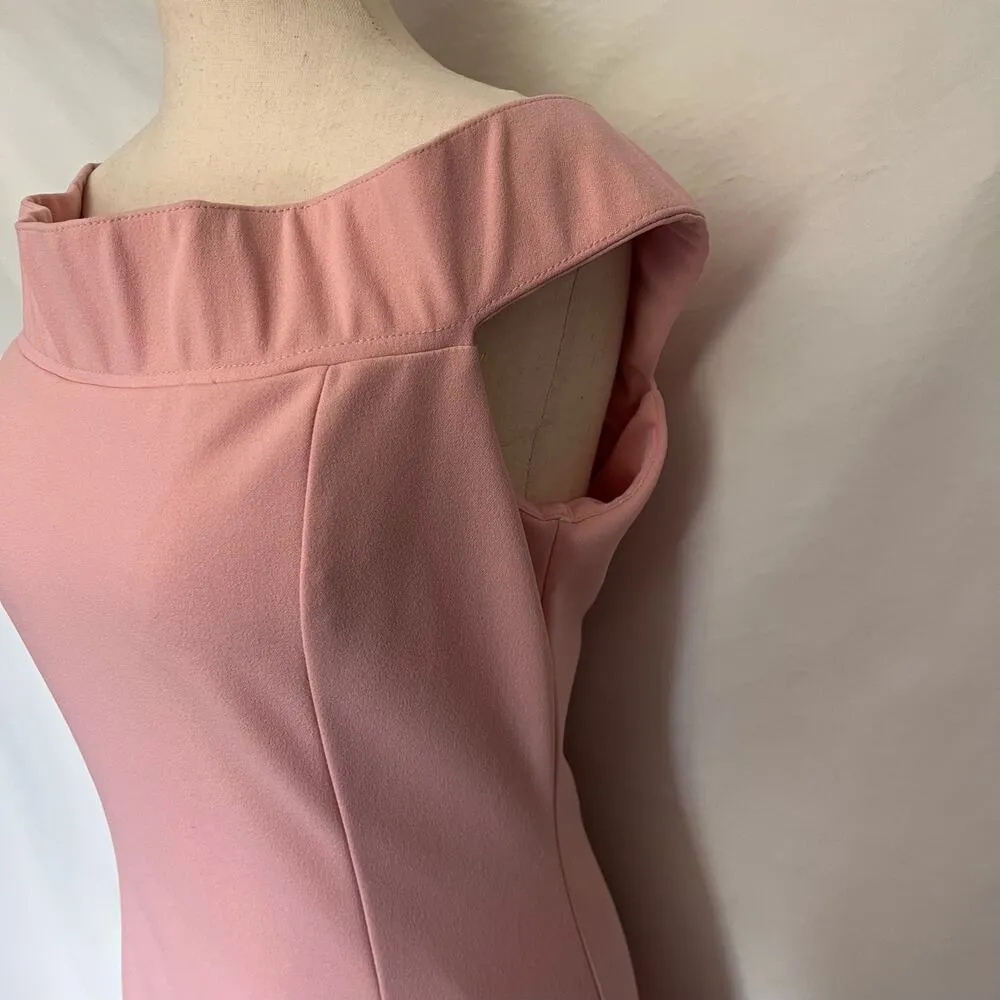 LENOVIA Off Shoulder Mermaid Dress Large Train 5194 Pink Prom Formal Regal Glam - Image 4