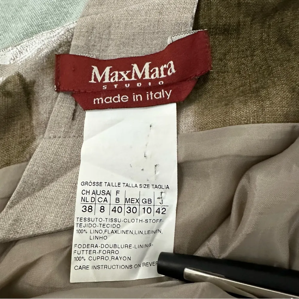 Max Mara Studio 100% Linen Sheath Dress Size 8 - Image 3