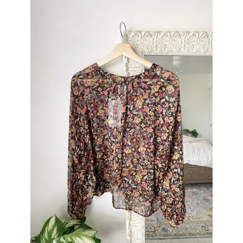 Zara Floral Balloon Sleeve Blouse Top - Image 7