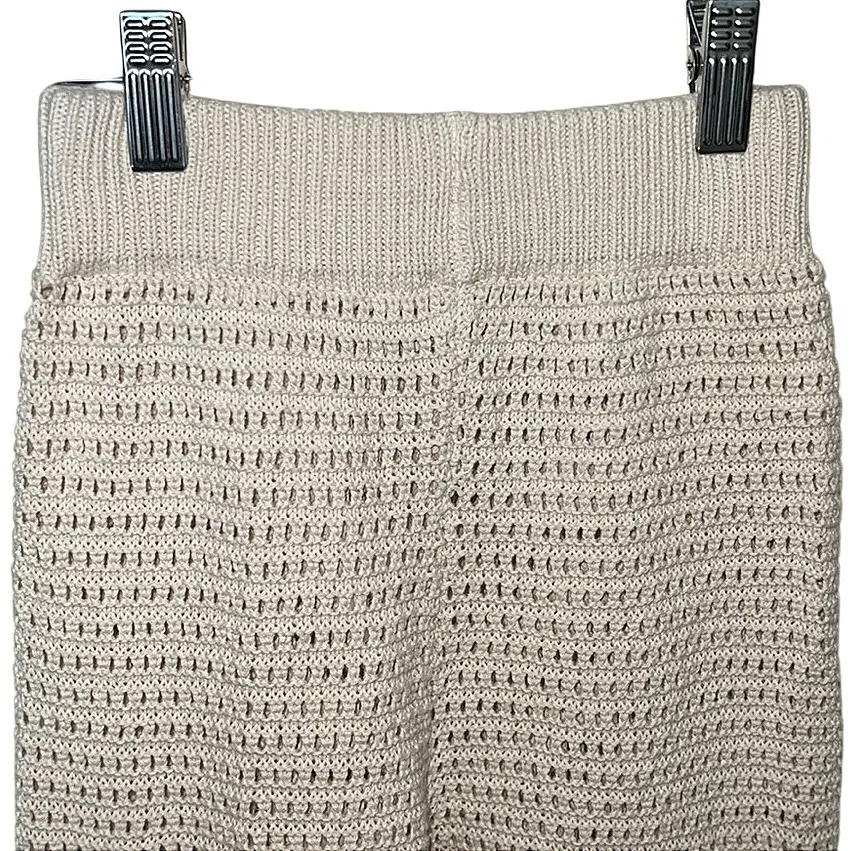 Sincerely Jules Cream Knit Wide Leg Pants Size XS 100% Cotton 27" Boho‎ Festival - Image 2