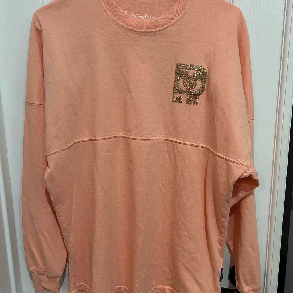 Disney Walt Disney World Spirit Jersey Peach w Rose Gold Glitter XS - Image 4