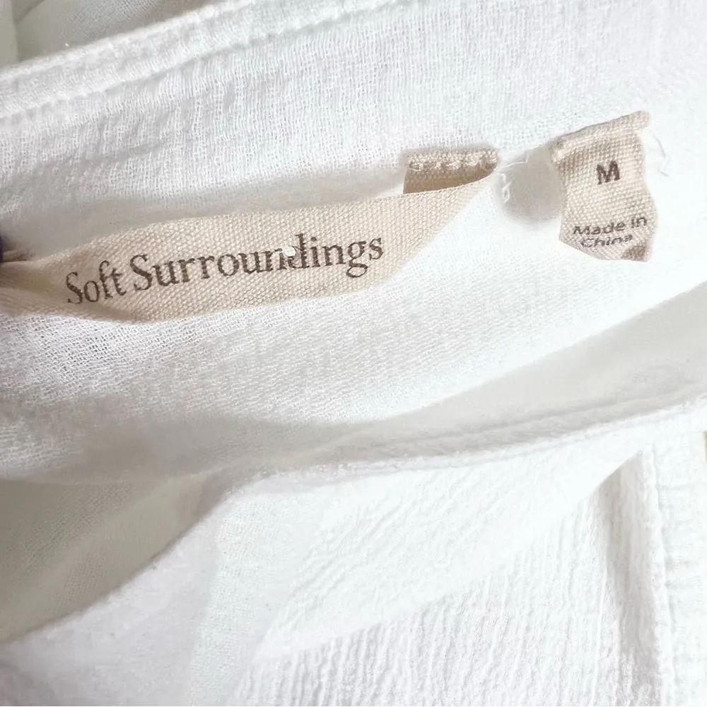 Soft Surroundings White Cotton Layered Blouse Casual Top Size Medium - Image 7