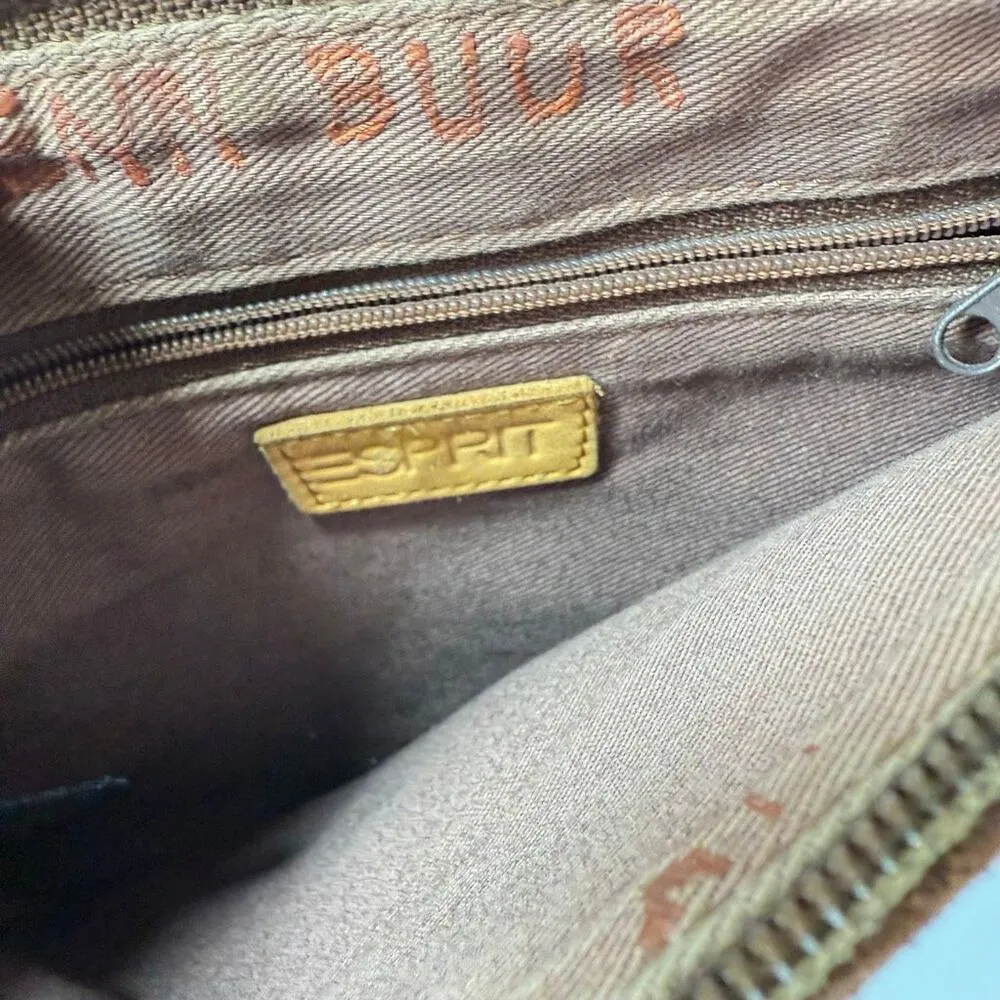 Vintage Esprit brown leather fringe suede Women’s purse/wristlet 7x9 - Image 4