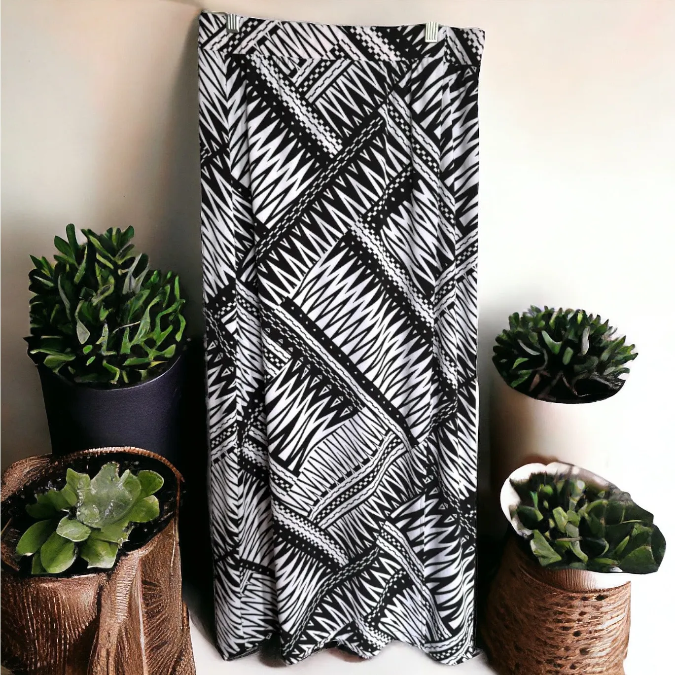 Chico's Womens Skirt Sz 1‎ M 8 Black White Long Geometry Rules Black White Zorah - Image 2