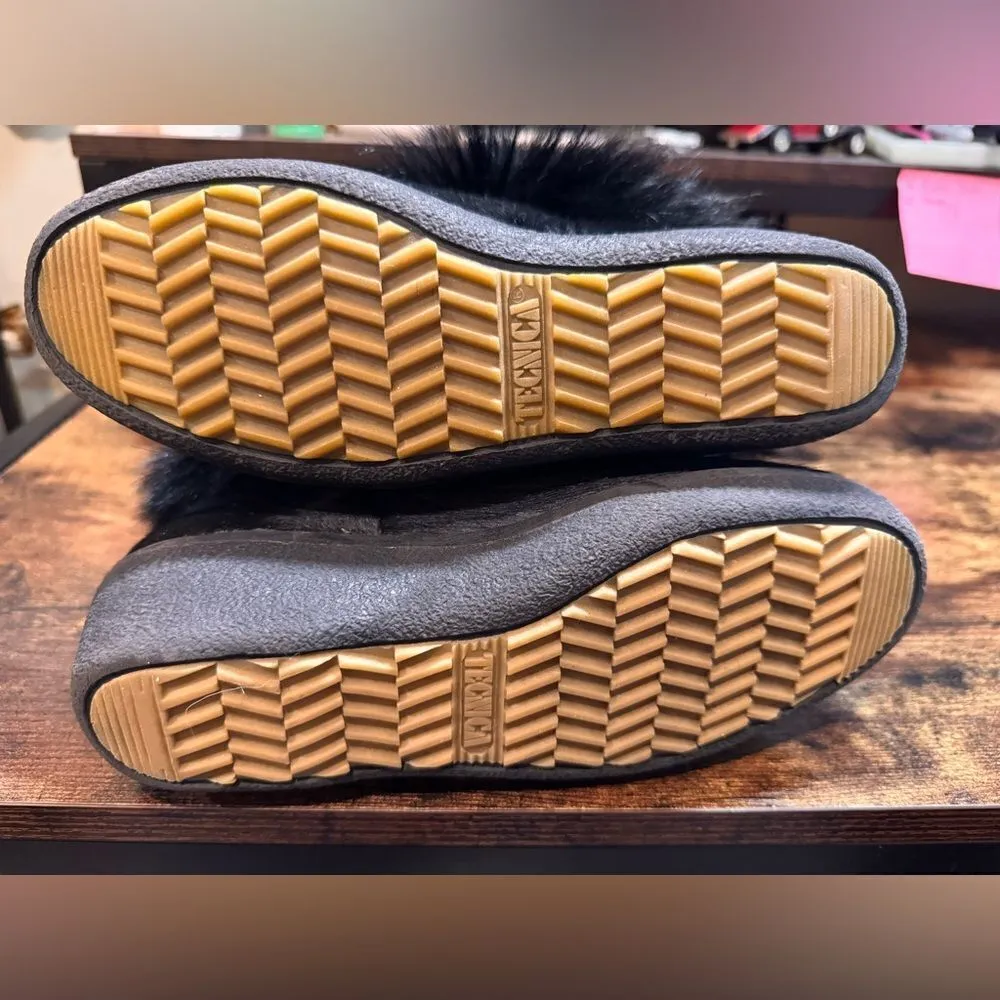 Tecnica Black Goat Fur Cow Hair Apres Ski Winter Snow Boots Size 6 EUR 36 - Image 4