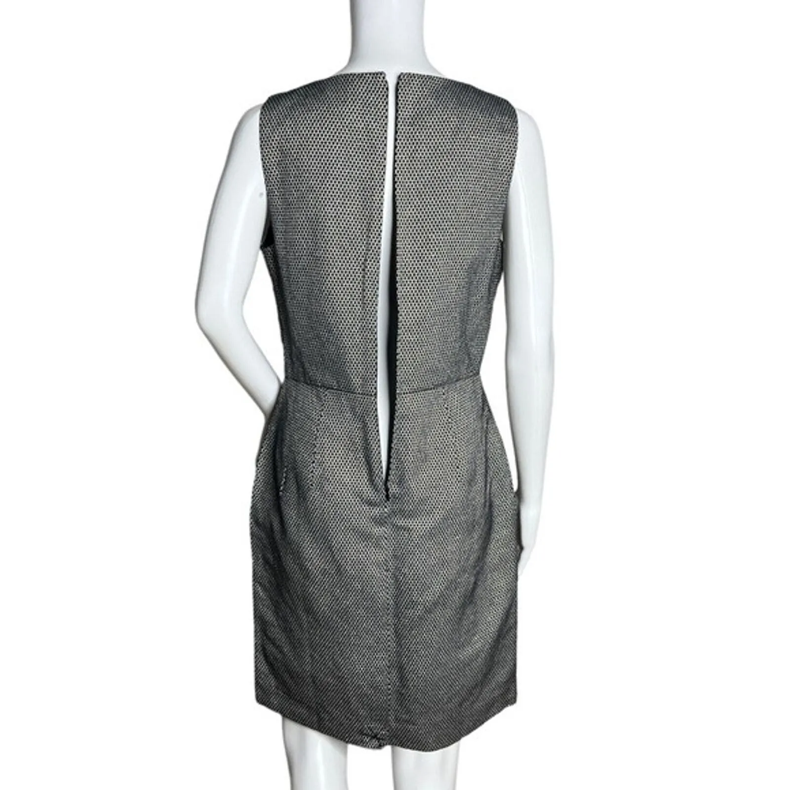 Banana Republic Dress‎ Womens 4 Black Silver Geometric Metallic Print Preppy - Image 4