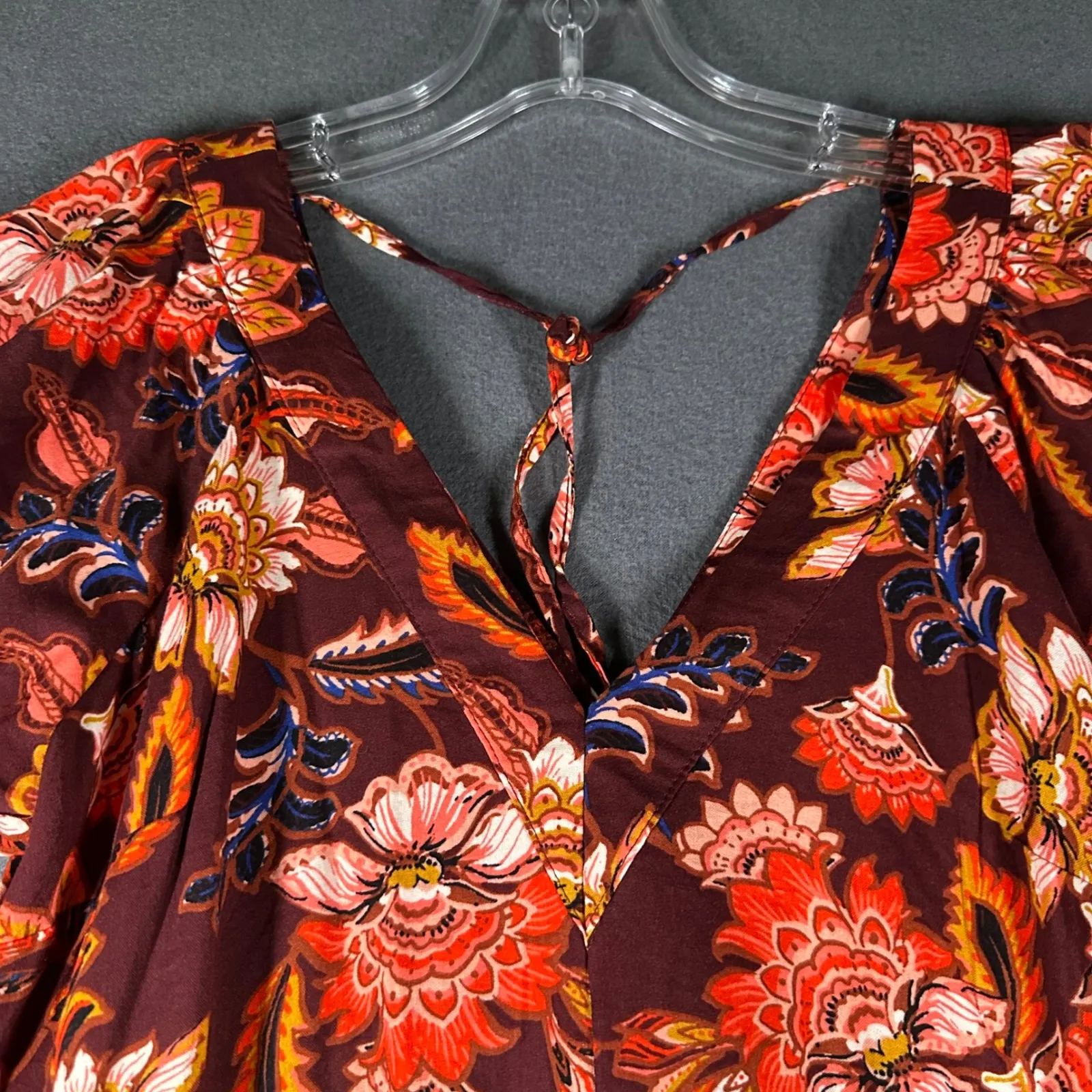 Old Navy Tiered Mini Dress Womens S Floral Print Red Short Sleeve V Neck NWT - Image 4