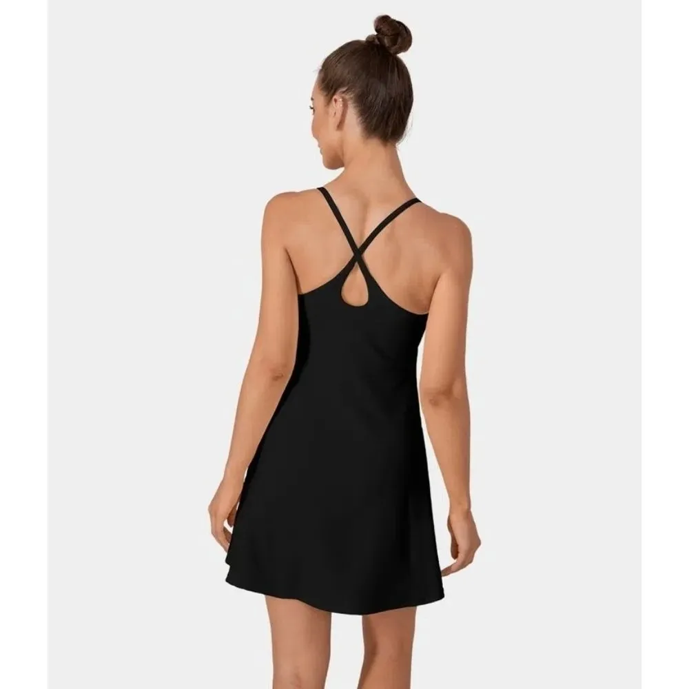 Halara Patitoff Flow Pet Hair Resistant 2-in-1 Flare Dress-Wannabe Black S - Image 2