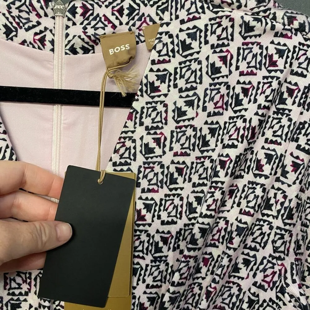 Hugo Boss NWT Exandria Geometric Print Wrap Front Dress Size S 3/4 Sleeve (b24) - Image 5