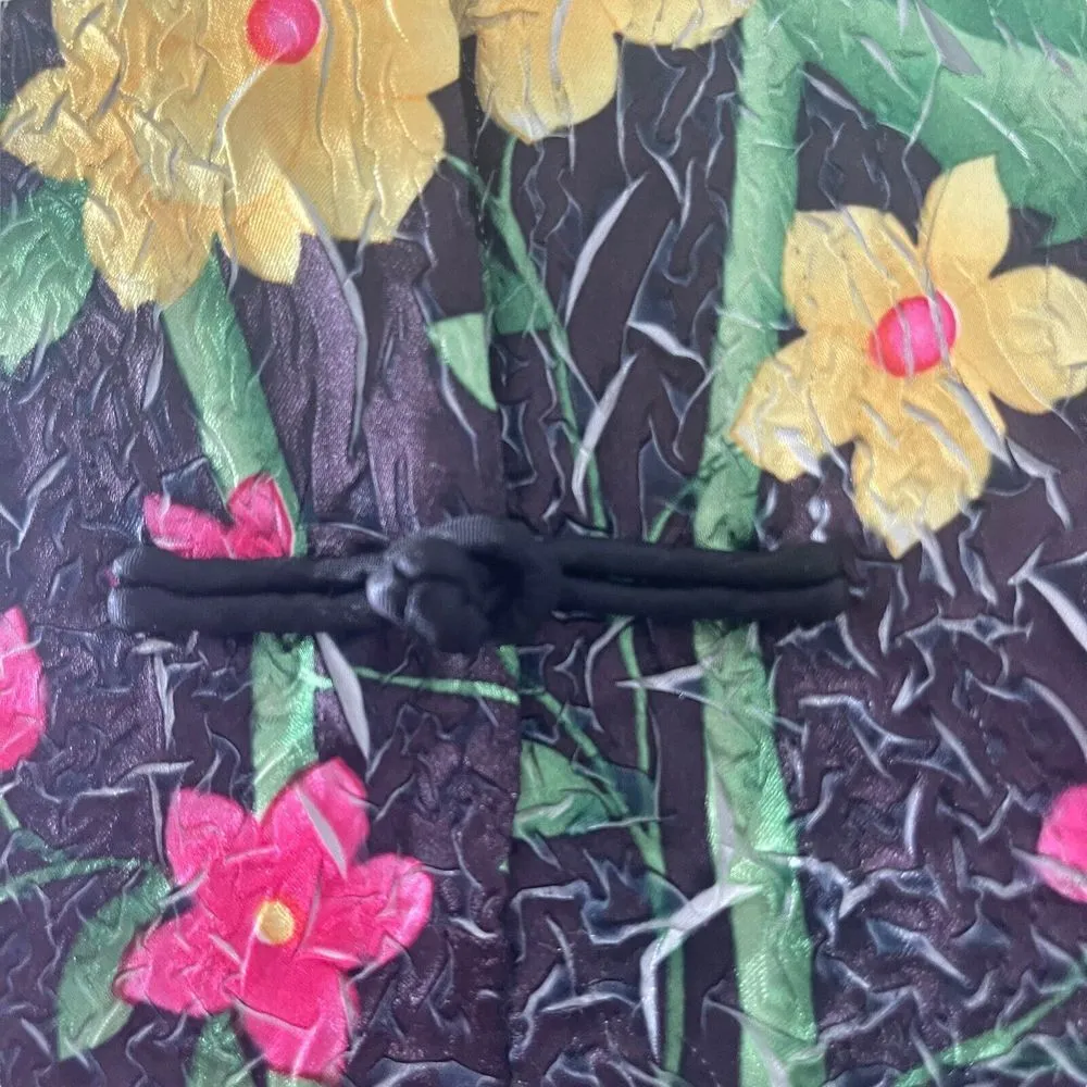 Womens Crinkle Chinese Oriental Tunic Top Dress Size‎ M Mandarin Collar floral Pink Size M - Image 12