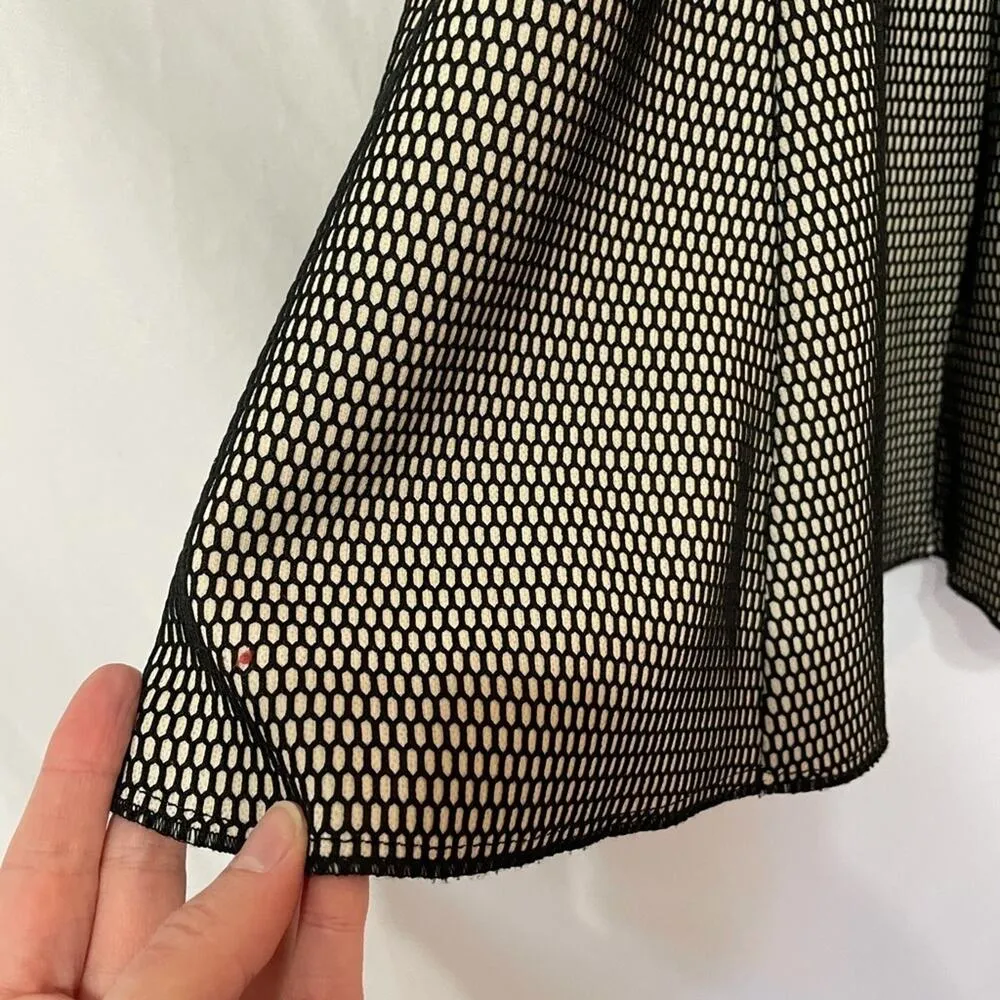 Zara Black Mesh Nude Lined Fit & Flare Dress Womens XS Mini Sleeveless Skater - Image 4