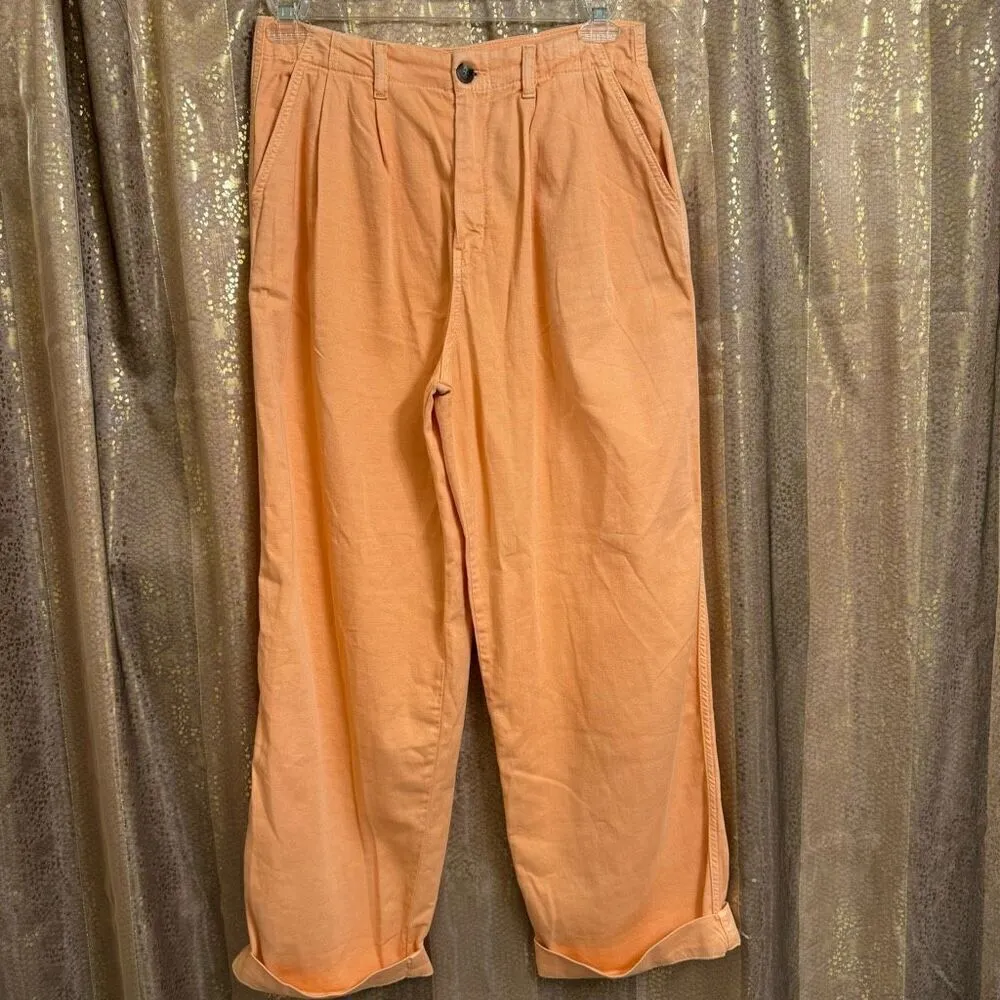 Free People Addy Wide Leg Chino Pants Pastel Light Orange Size 4 NWOT - Image 2