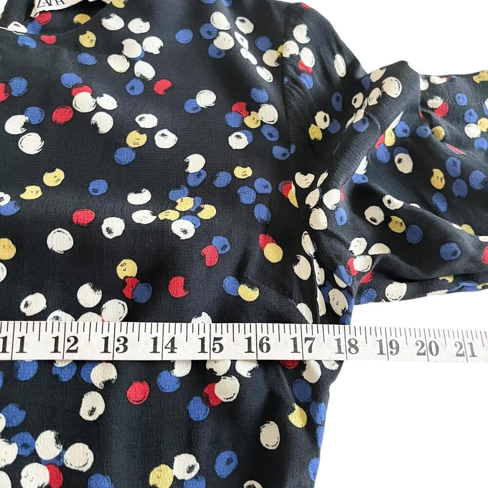 Zara Black Multicolor Confetti Dot Print Long Sleeve Maxi Dress Size Medium - Image 11
