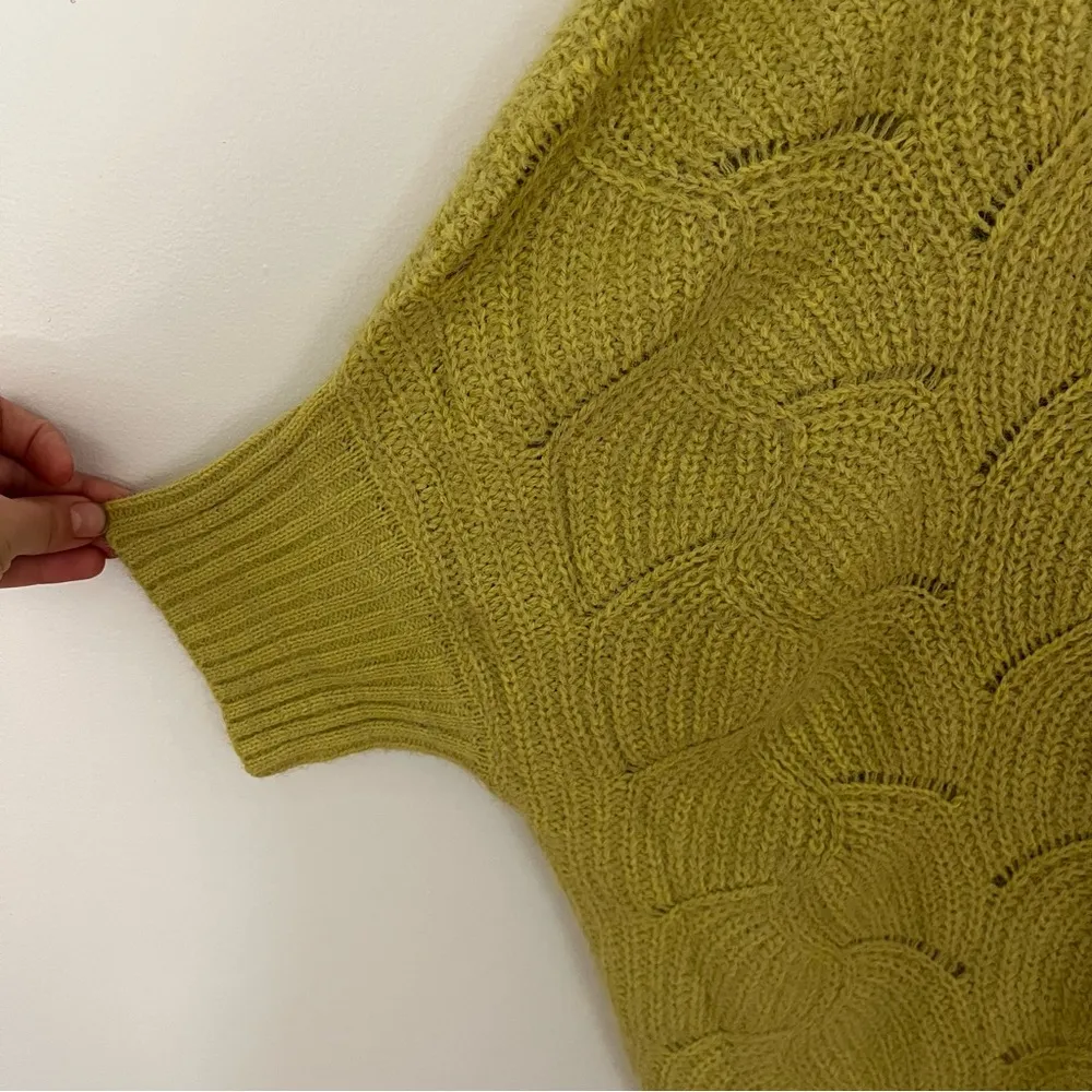 Kori American Plus Xl  green mustard yellow oversized cable knit sweater - Image 6