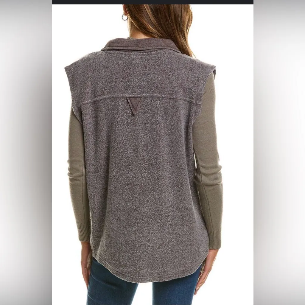 Vintage Havana Reverse Fleece Button-Up Vest - Image 2