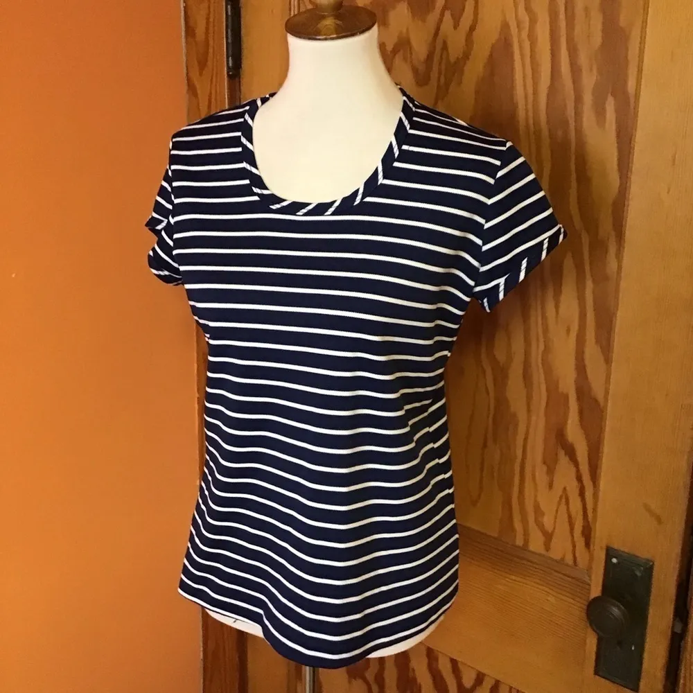 VTG Mod striped polyester shirt Blue Size M - Image 10