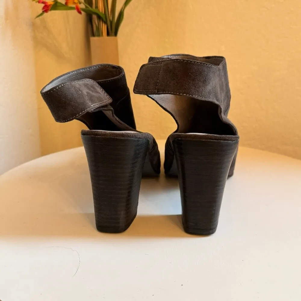 EUC Eileen Fisher Grey Suede Close Toe Slingback Heeled Bootie Size 11 - Image 4