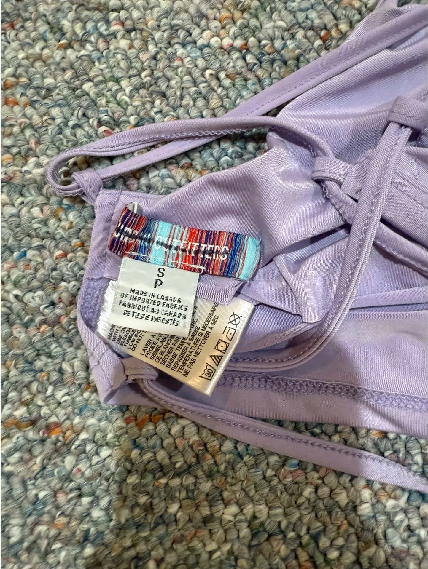 Urban Outfitters Purple Cowl Neck Lace Up Top - Image 3