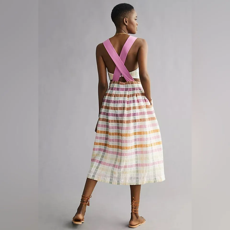 Maeve Ombré Plaid Midi Sundress - Image 2