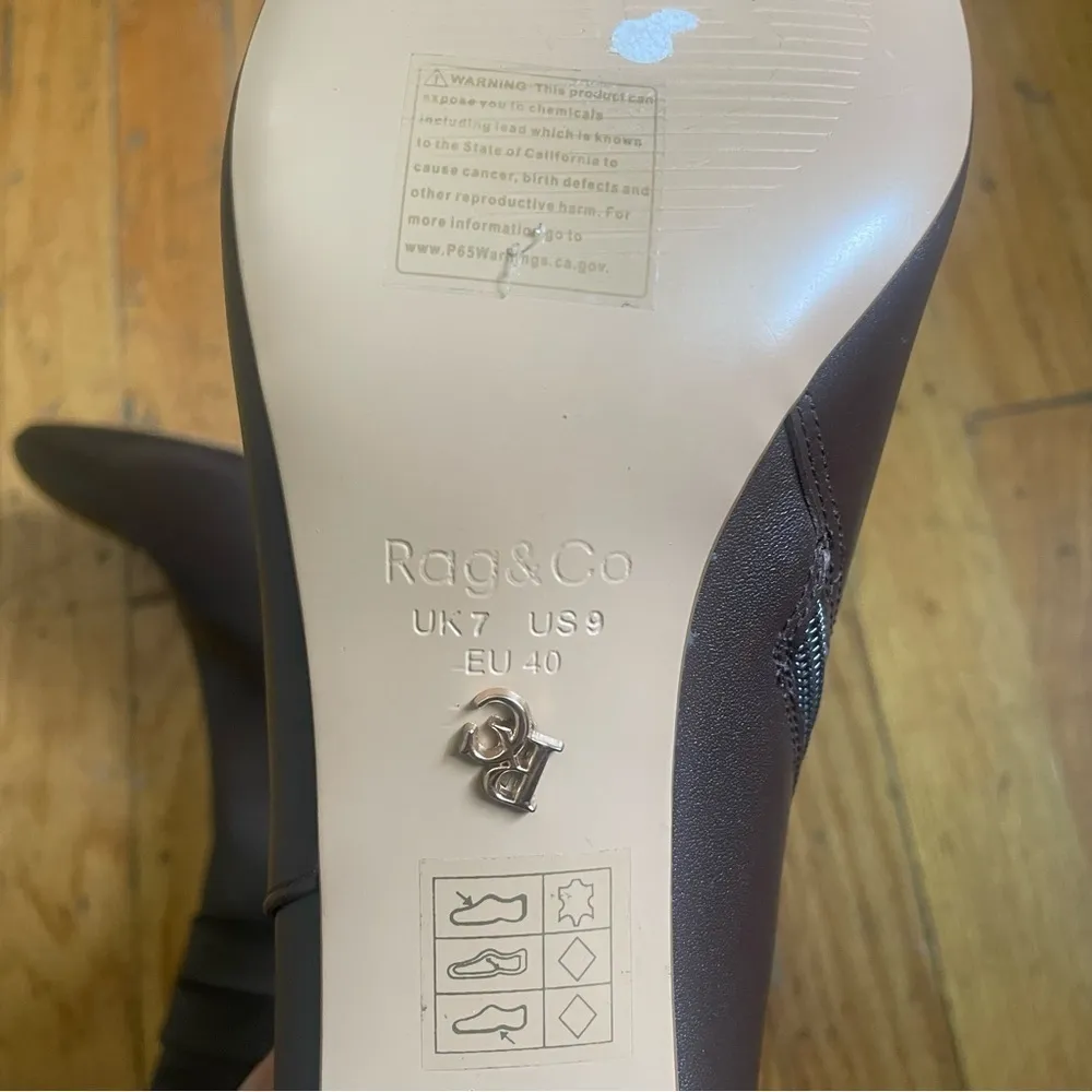 Rag & Co Brown Leather Block Heel Booties Size 9 - Image 5