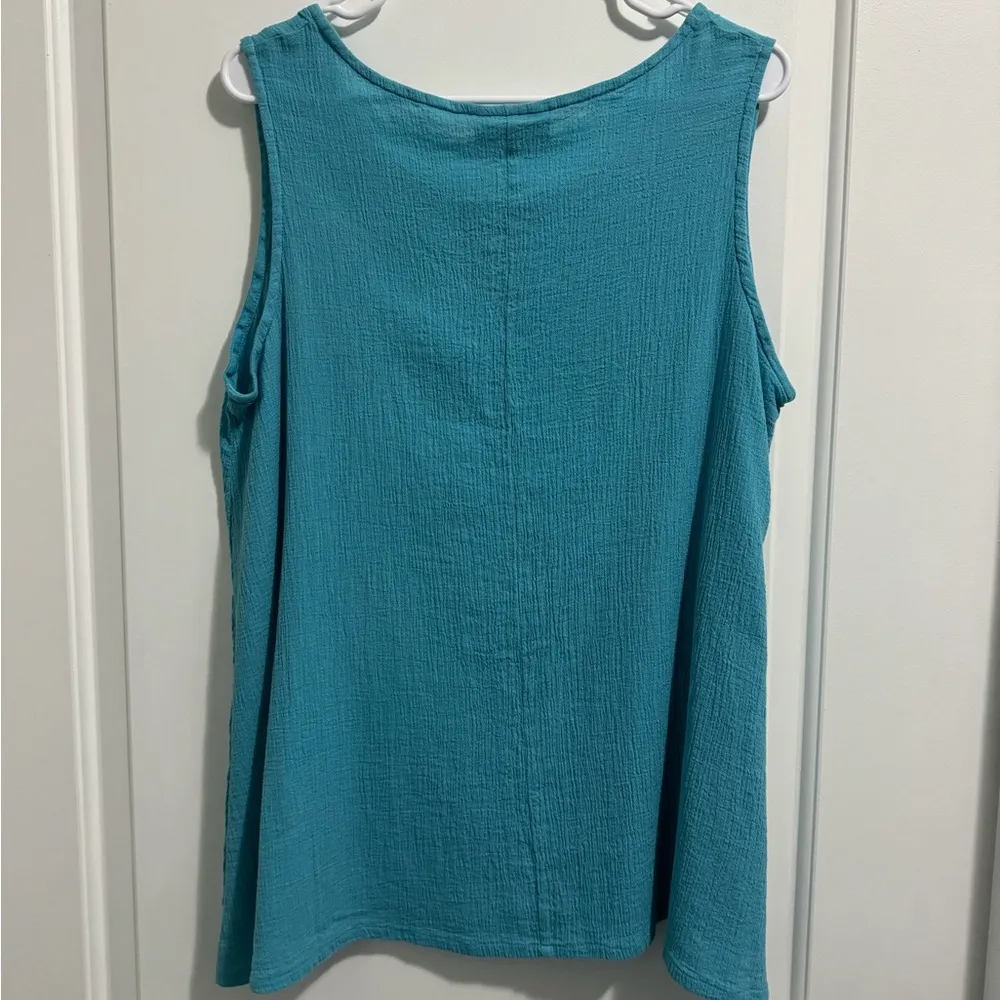 bryn Walker Blue Tank Top Flowy Sleeveless Blouse Size Small Lightweight Beach - Image 5