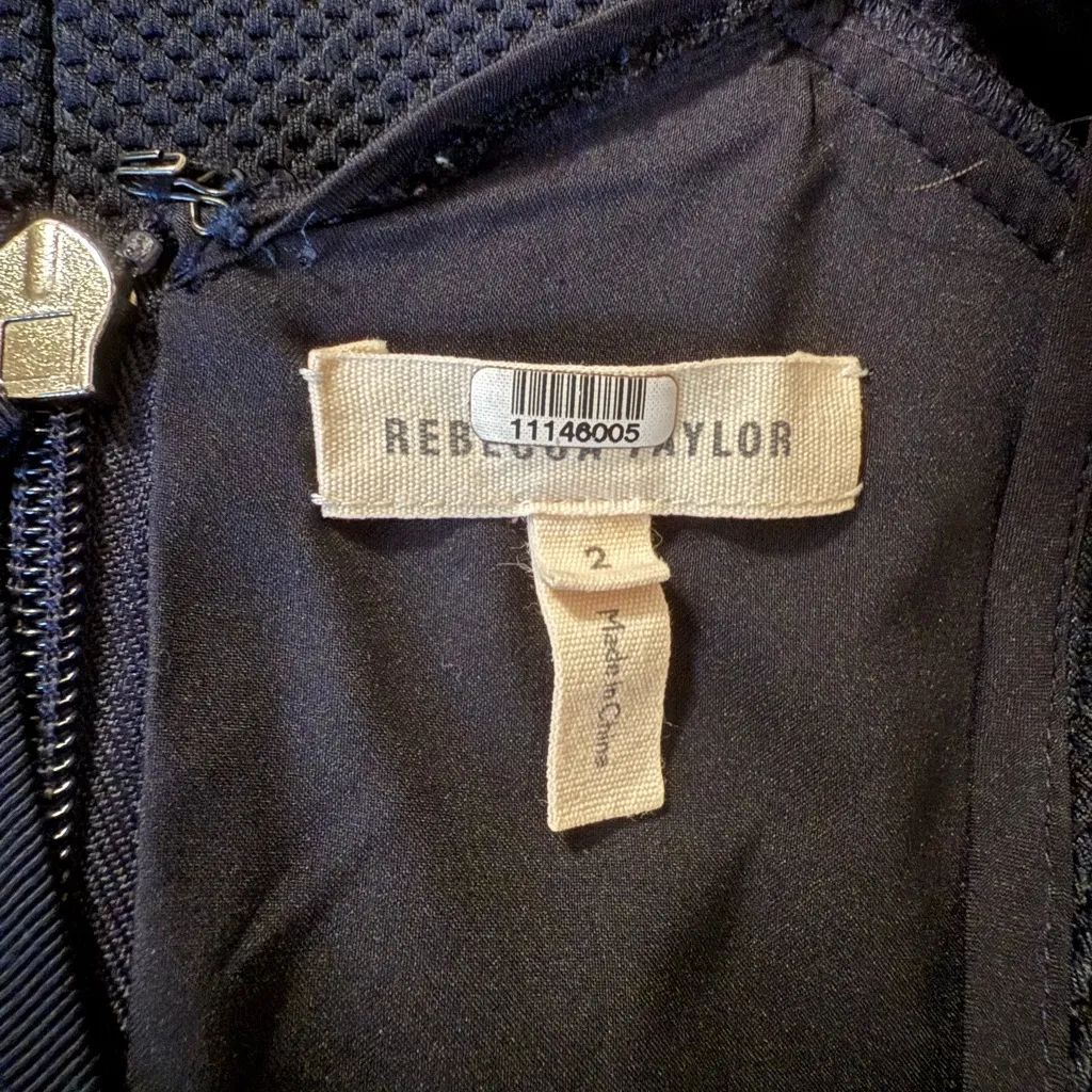 REBECCA TAYLOR Navy Stretch Textured Dress Size 2 - Image 8