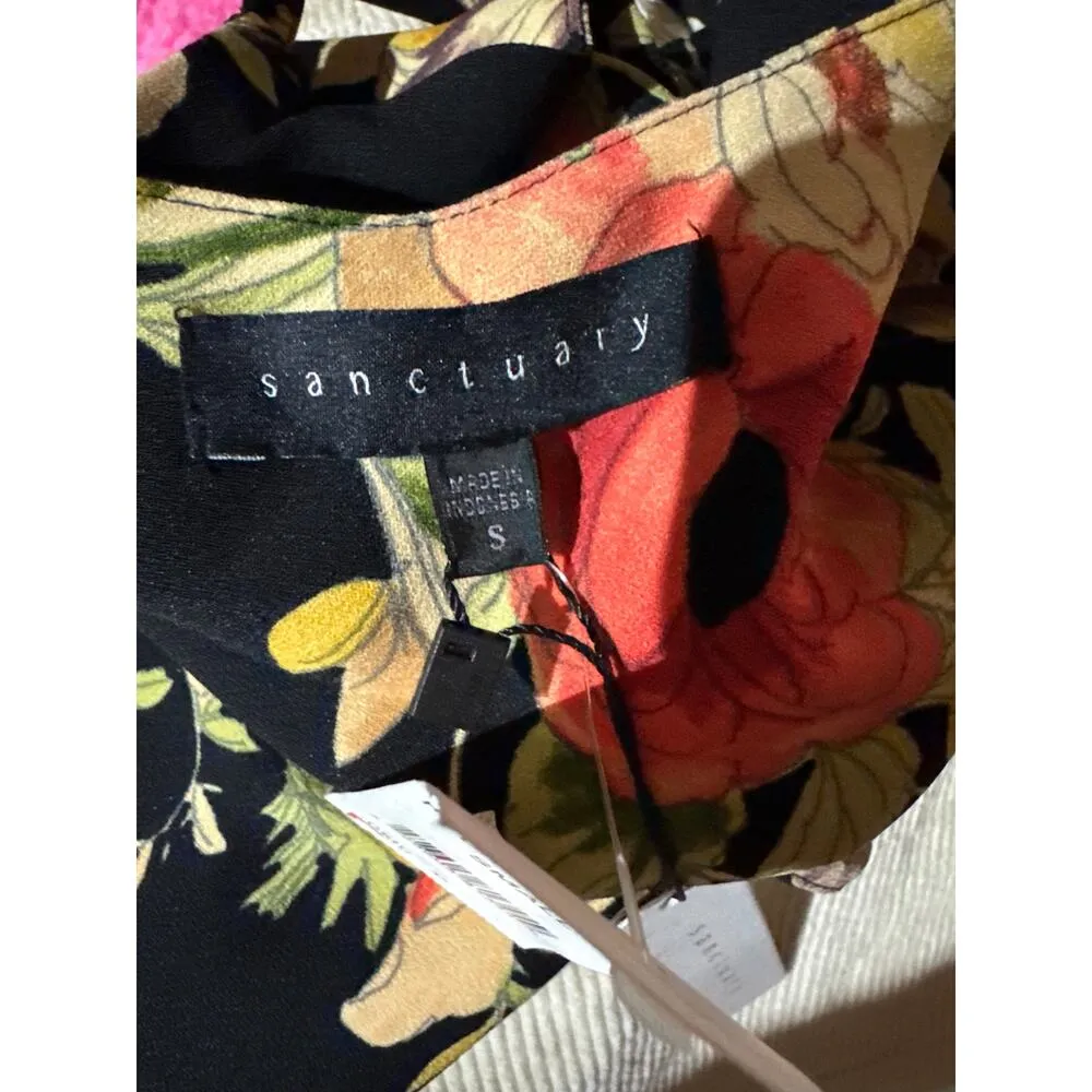 Brand New Sanctuary Women's Small Black Mini Sleeveless Slip Dress floral - Image 5