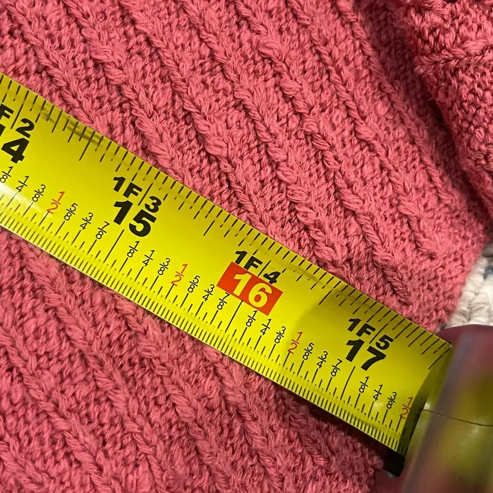 pink patchwork hooded drawstring cropped sweater M - Image 9