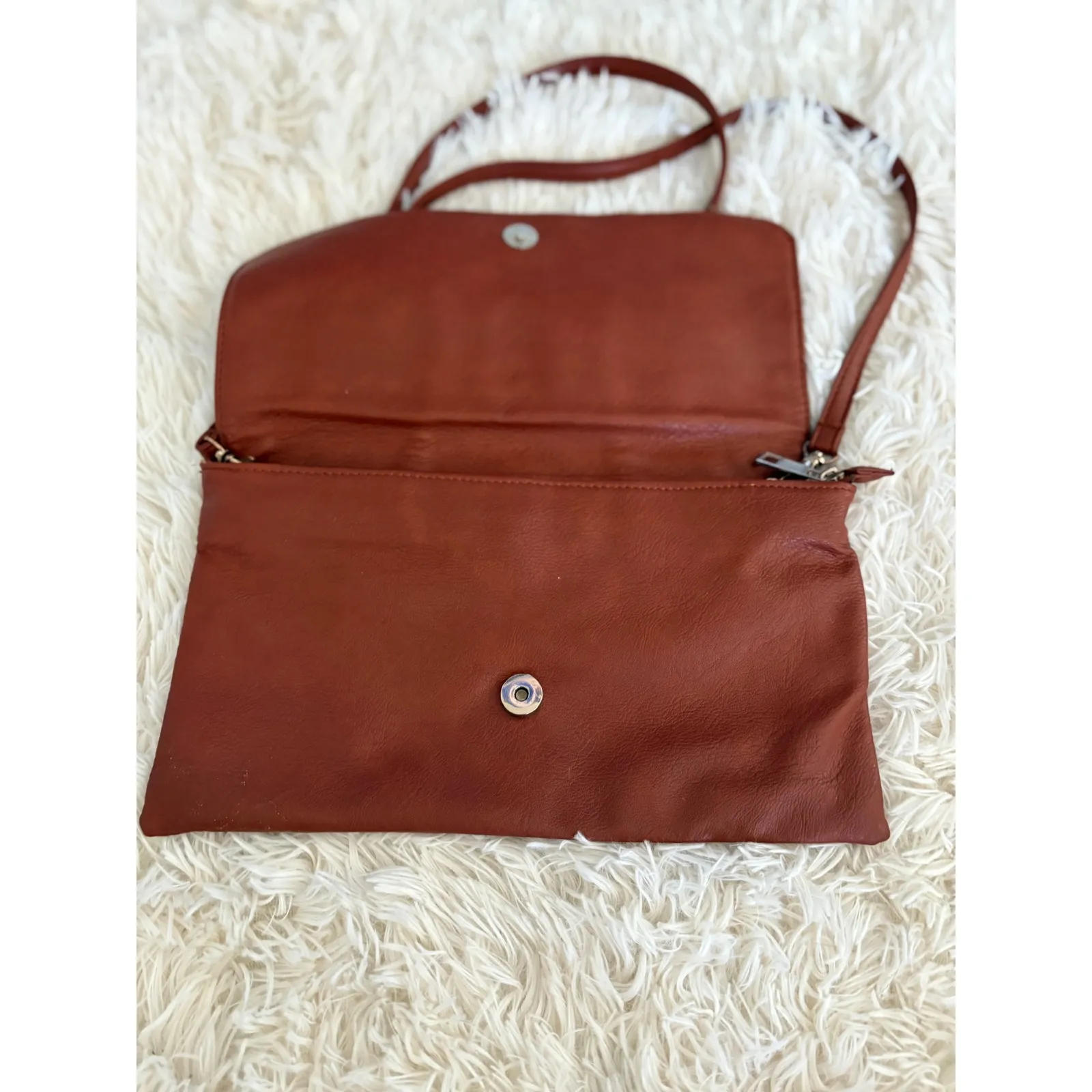 Studded Bow Clutch Shoulder Bag Brown Purse Convertible Handbag Evening Bag - Image 4