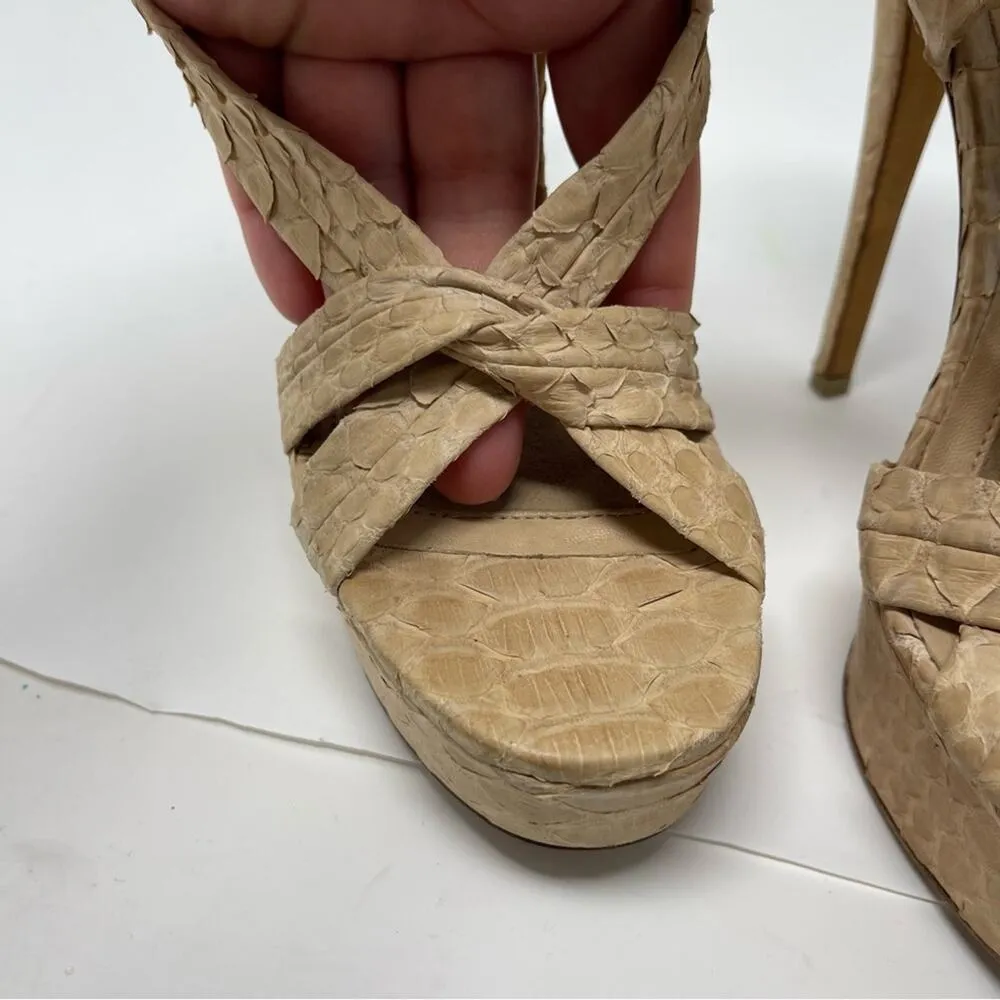 BURBERRY 2000s pink powder snakeskin platform Sandals sz 35 - Image 11