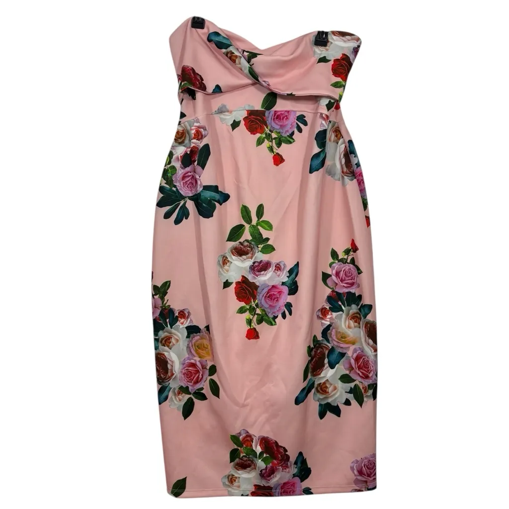 ASOS NWT pink floral print strapless midi dress 12 M L - Image 3