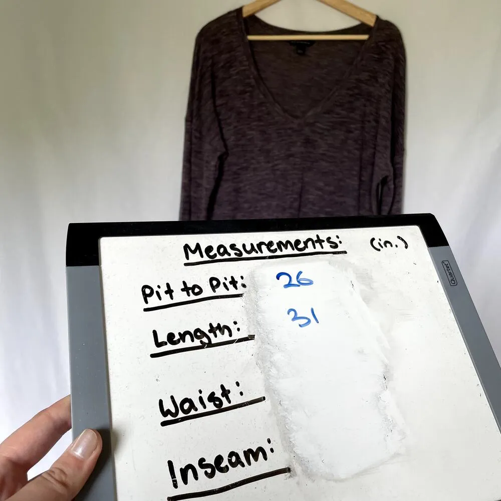 Rock & Republic purple heathered long sleeved sweater v-neck women's size L - Image 6