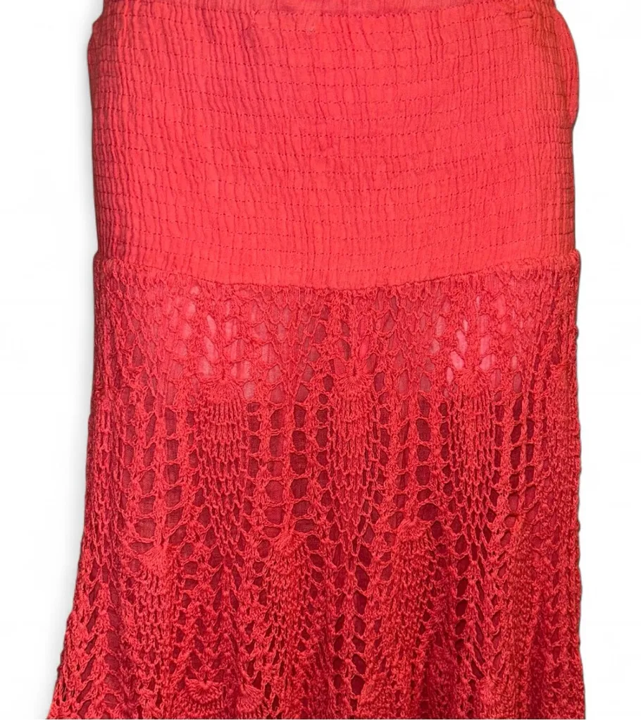 Raviya Vibrant Red Crochet Skirt Size L - Image 3