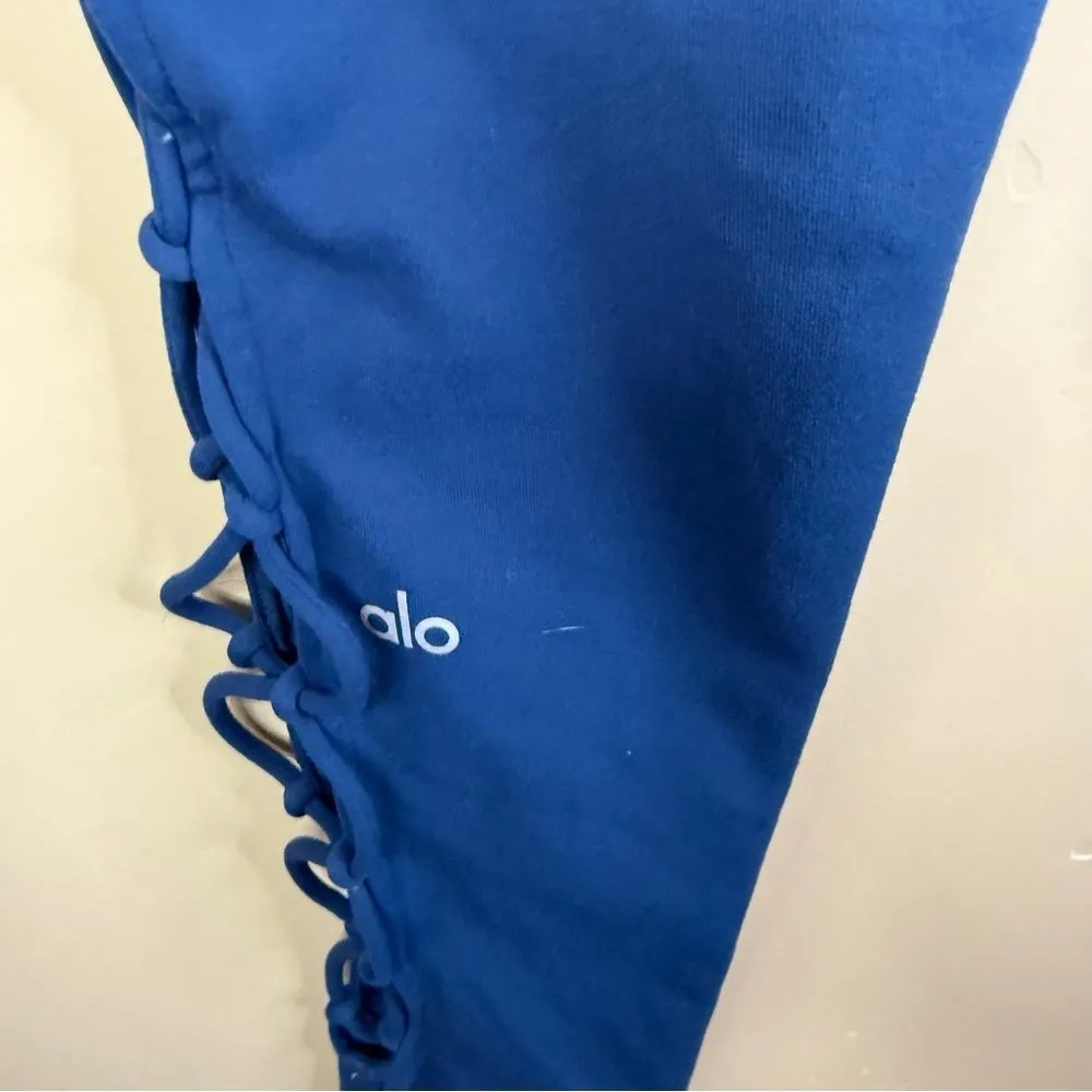 ALO Yoga Interlace Blue Size Medium Womens High Rise Leggings Activewear Stretch - Image 5
