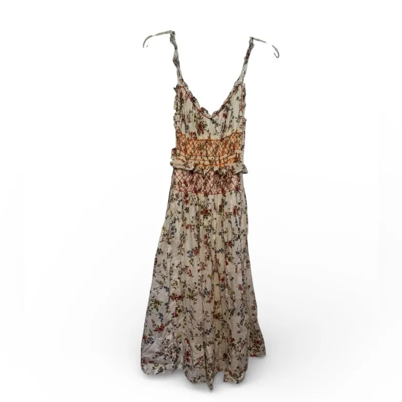 Anthropologie Sleeveless Smocked-Waist Ruffled Midi Dress small cottagecore - Image 4