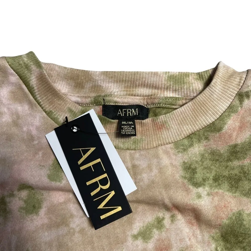 AFRM Munroe Olive Green and Blush Tie Dye Crewneck Pullover M Size M - Image 5