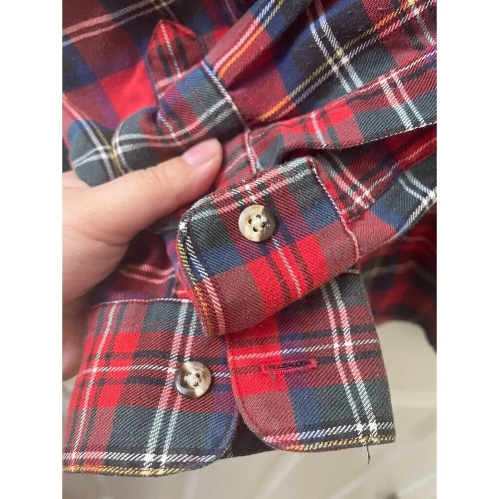 USA LL Bean Plaid  Red Traditional Women’s SHIRT TUNIC 1/4 BUTTONS UP SIZE 8 - Image 4