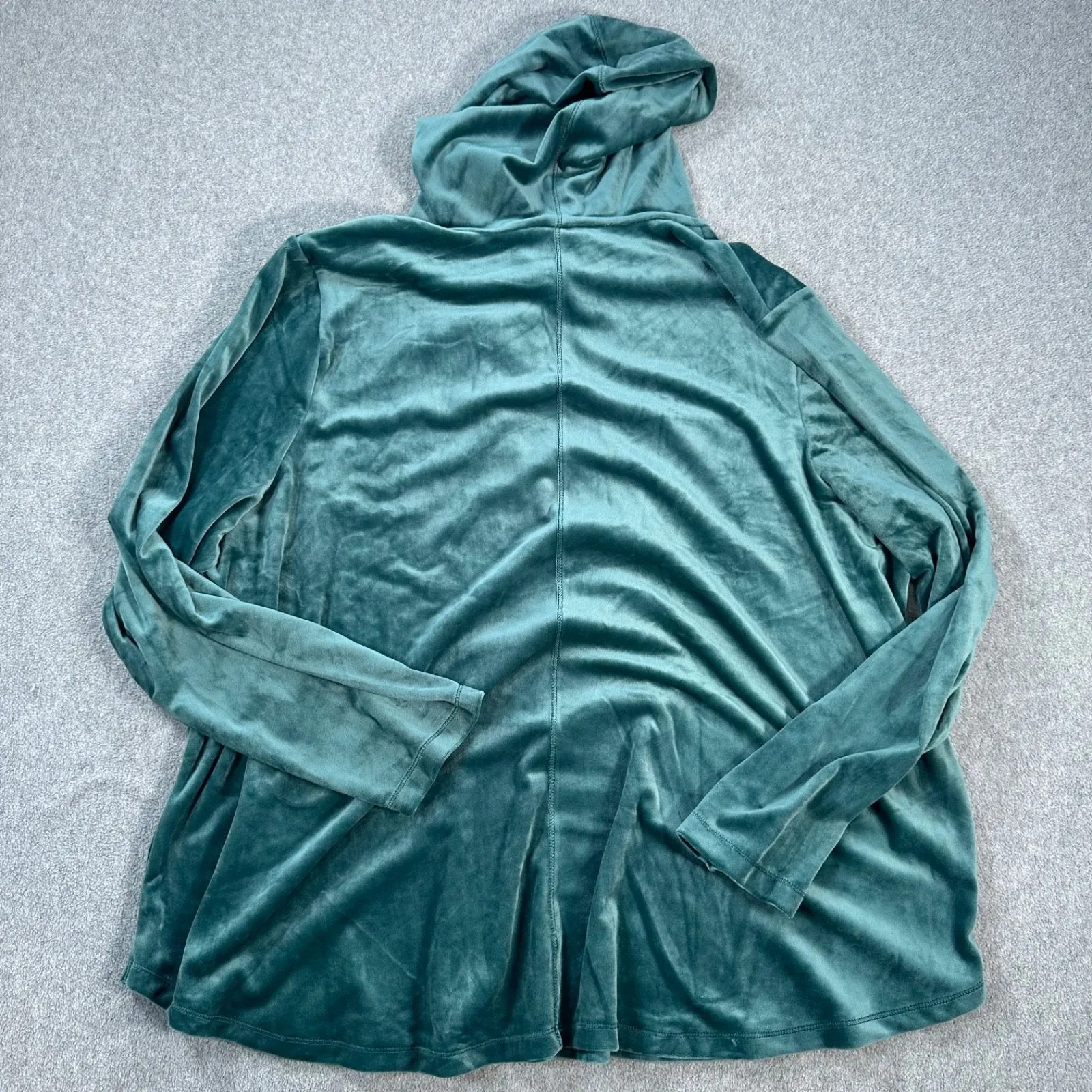 LIVI Lane Bryant Velour Long Sleeve Hoodie Womens 22/24 Emerald Green Lounge new - Image 7